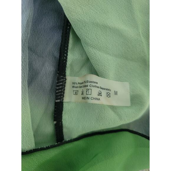 Unbranded Chiffon Sheer Ombre Wrap Front Tie Blouse Size M Green Fairy Grunge - Picture 7 of 8